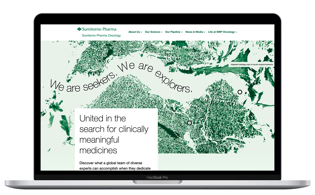 Sumitomo Pharma Oncology website on MacBook Pro