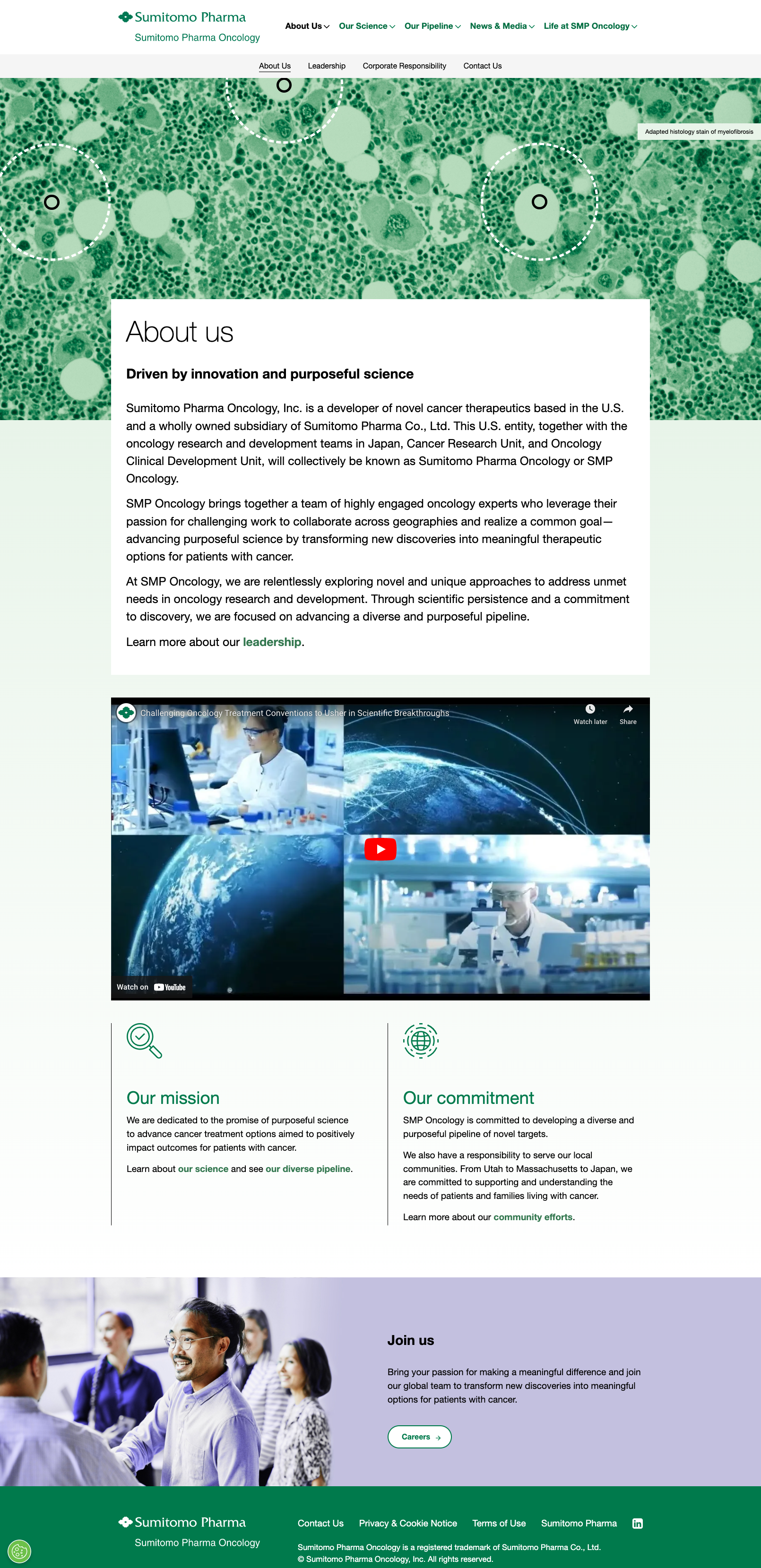 Sumitomo Pharma Oncology — About Us live site